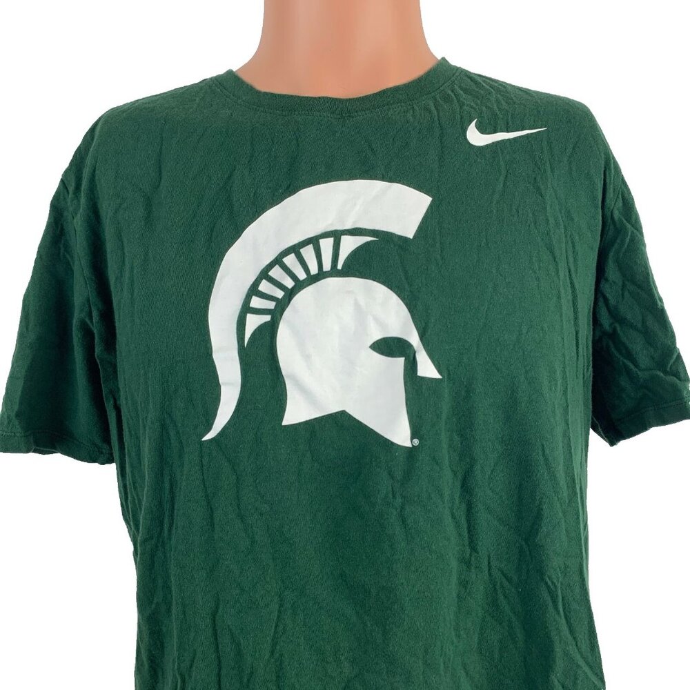 Michigan State Spartans T Shirt Mens Size L Nike NCAA College Green